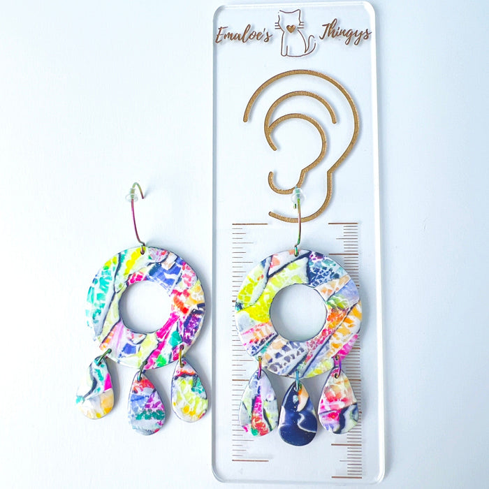 Earrings Paint Palette Drops – Handmade Rainbow Circle Teardrop Earrings