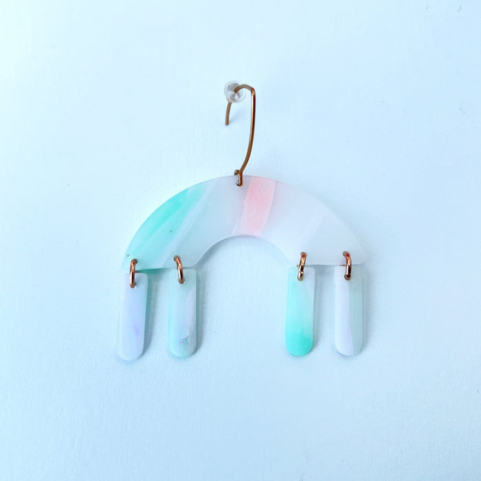 Earrings Pastel Arch Dangle Earrings – Semi-Transparent Clay & Rose Gold