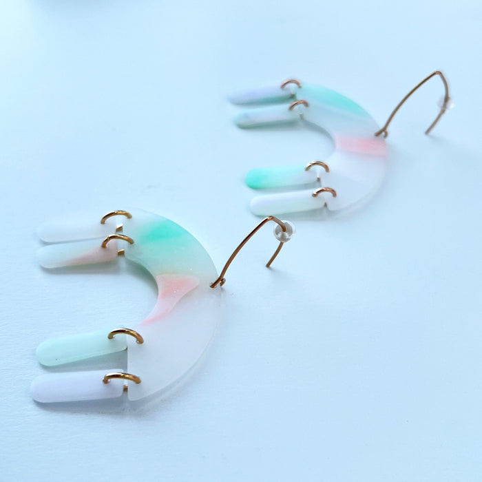 Earrings Pastel Arch Dangle Earrings – Semi-Transparent Clay & Rose Gold