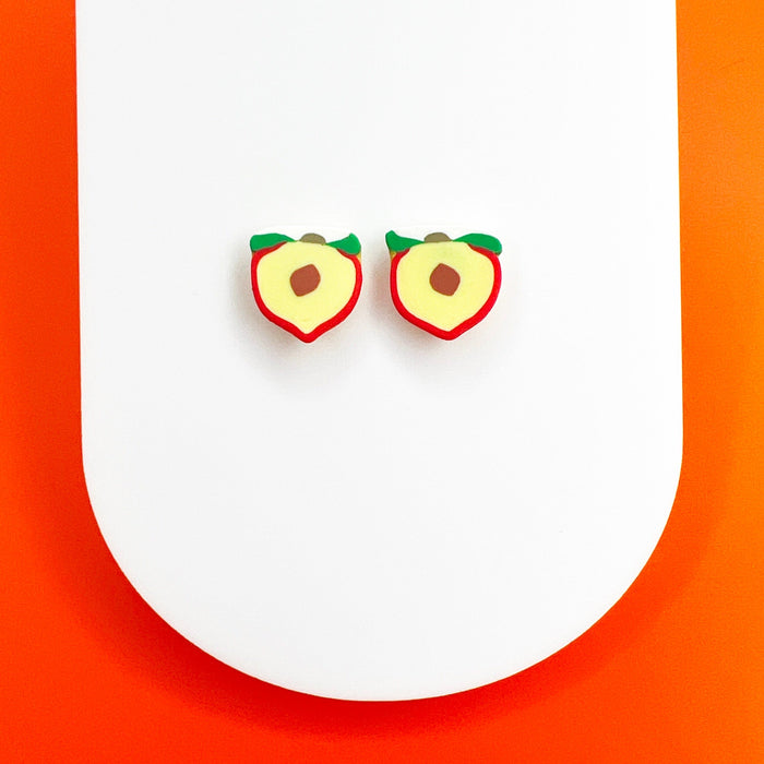 Earrings Peach Half Stud Earrings – Titanium or Plastic Posts