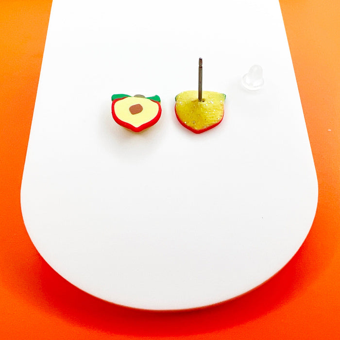 Earrings Titanium Peach Half Stud Earrings – Titanium or Plastic Posts