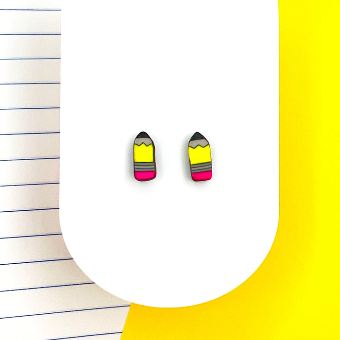 Earrings Pencil Stud Earrings – Titanium or Plastic Posts