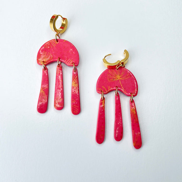 Earrings Pink Dandelion Dangle Earrings