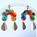 Earrings Rainbow Swirl Statement Earrings – Gold Post Polymer Clay
