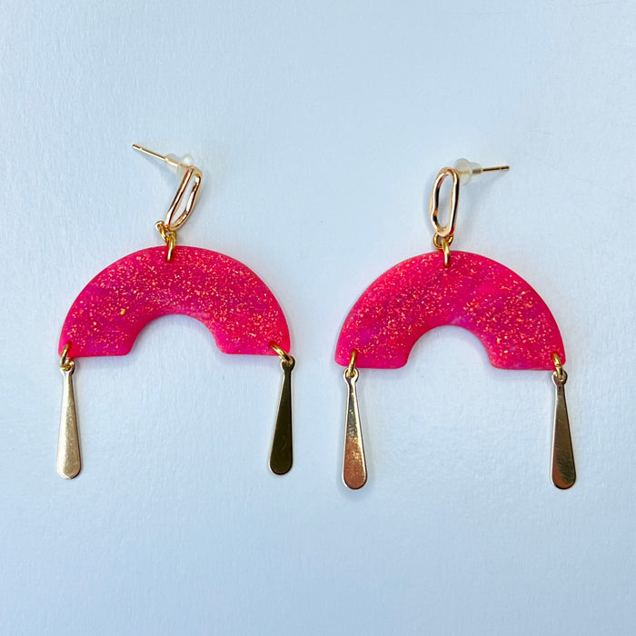 Earrings Shimmering Pink Arch Dangle Earrings