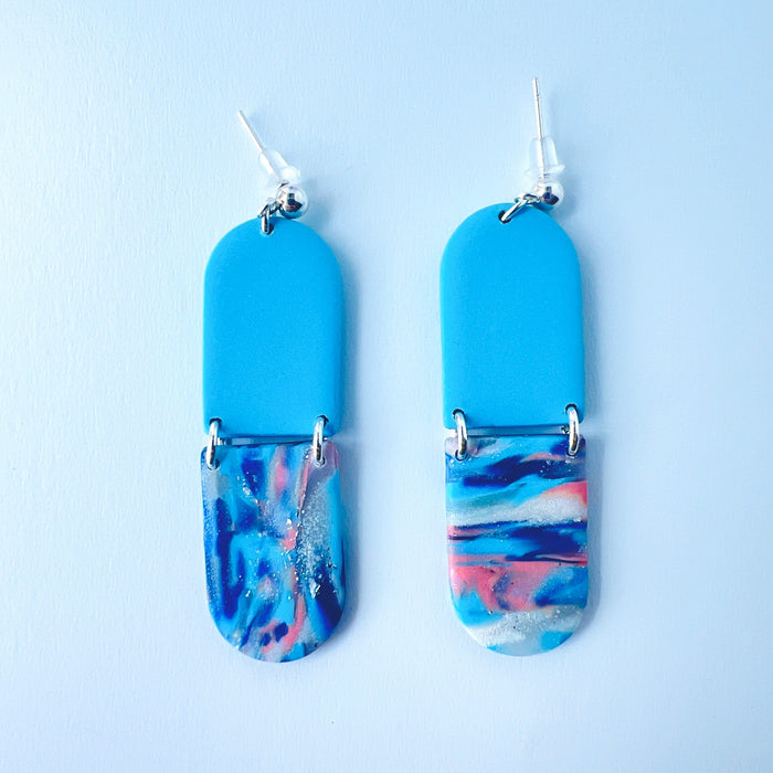 Earrings Shimmering Sky Blue Marbled Dangle Earrings