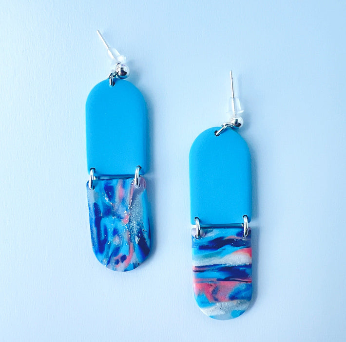Earrings Shimmering Sky Blue Marbled Dangle Earrings