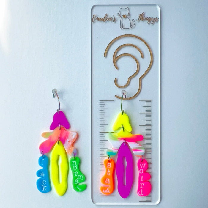 Earrings Stay Weird Neon Statement Earrings – Polymer Clay Earrings