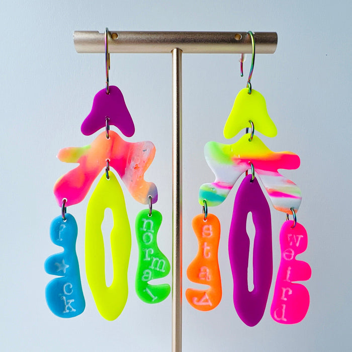Earrings Stay Weird Neon Statement Earrings – Polymer Clay Earrings