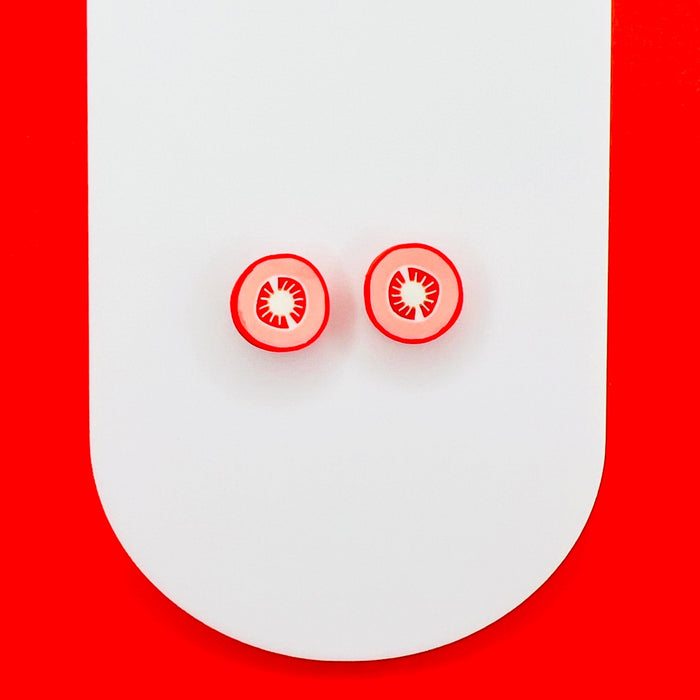 Earrings Tomato Slice Stud Earrings – Titanium or Plastic Posts