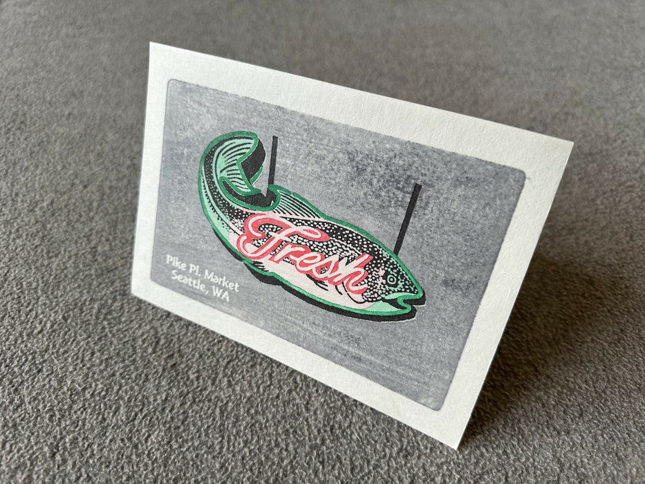 Woodblock print card – "Fresh"