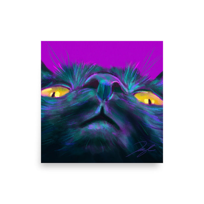 Close Encounters Collection - "Golden Eyes" - Close Up Painting of a Black Cat [Unfoiled]