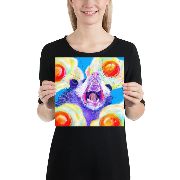 Culinary Critters Collection - "AAAAAAA with a Side of Eggs" Painting | Screaming Opossum with Eggs [Unfoiled]