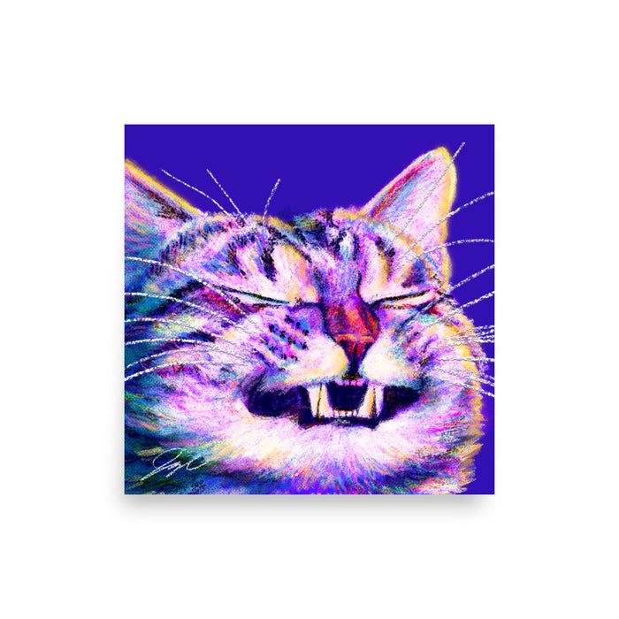 Close Encounters Collection - "Grin" - Close Up Painting of a Grinning Cat [Unfoiled]