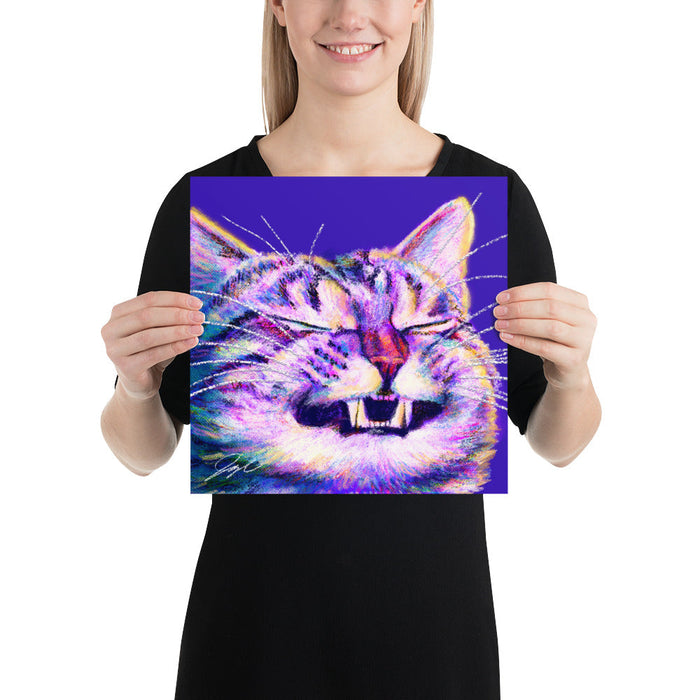 Close Encounters Collection - "Grin" - Close Up Painting of a Grinning Cat [Unfoiled]