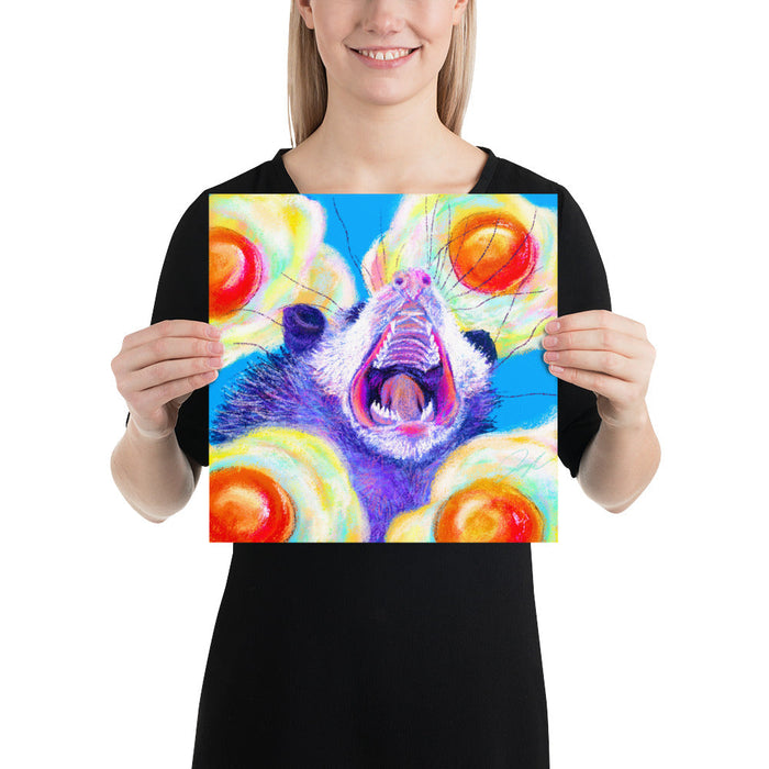 Culinary Critters Collection - "AAAAAAA with a Side of Eggs" Painting | Screaming Opossum with Eggs [Unfoiled]