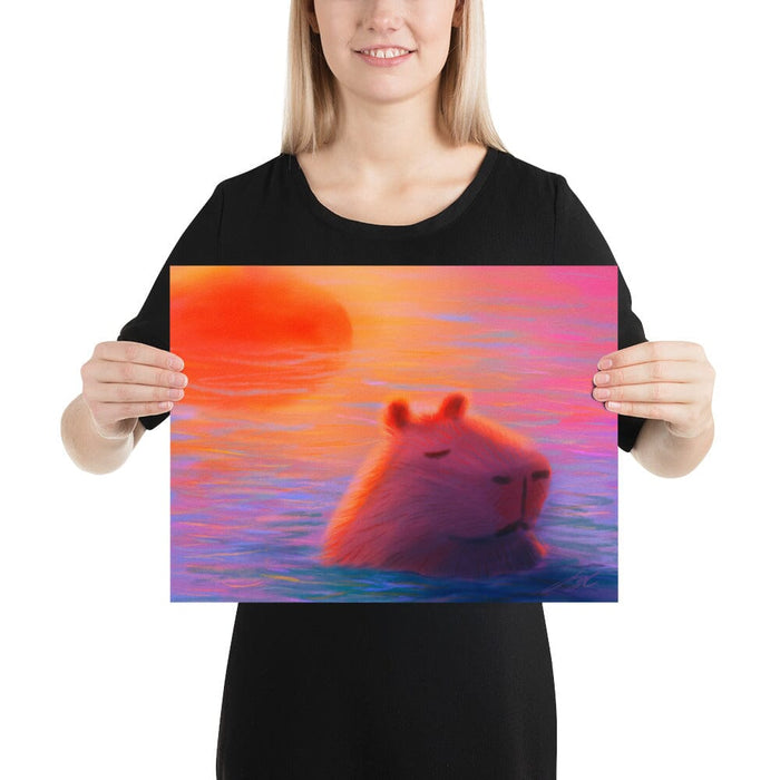 "Capybara at Sunset" Painting [Unfoiled]