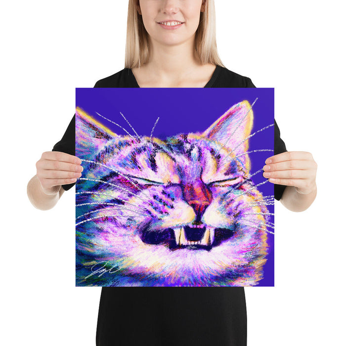 Close Encounters Collection - "Grin" - Close Up Painting of a Grinning Cat [Unfoiled]