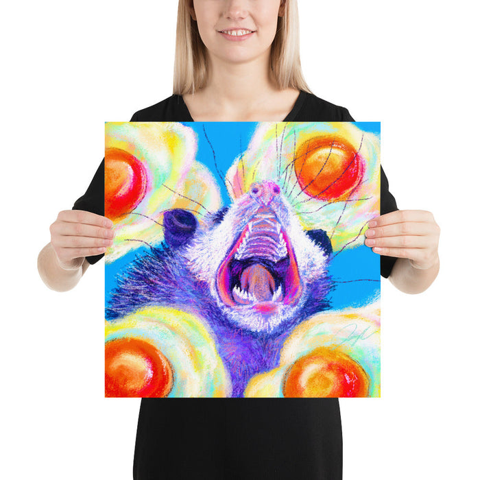 Culinary Critters Collection - "AAAAAAA with a Side of Eggs" Painting | Screaming Opossum with Eggs [Unfoiled]