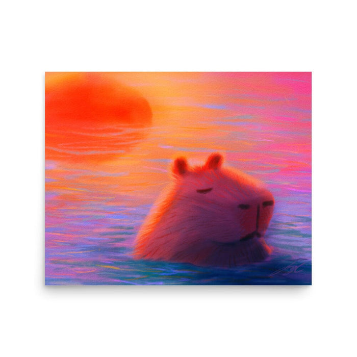 "Capybara at Sunset" Painting [Unfoiled]