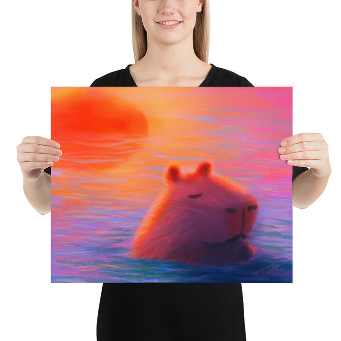 "Capybara at Sunset" Painting [Unfoiled]