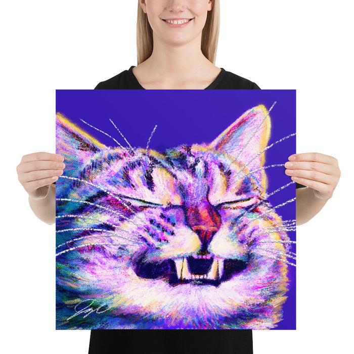 Close Encounters Collection - "Grin" - Close Up Painting of a Grinning Cat [Unfoiled]