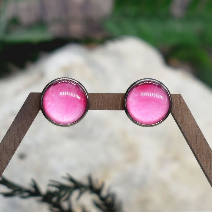 Stud Earrings With Resin Cabochon #248