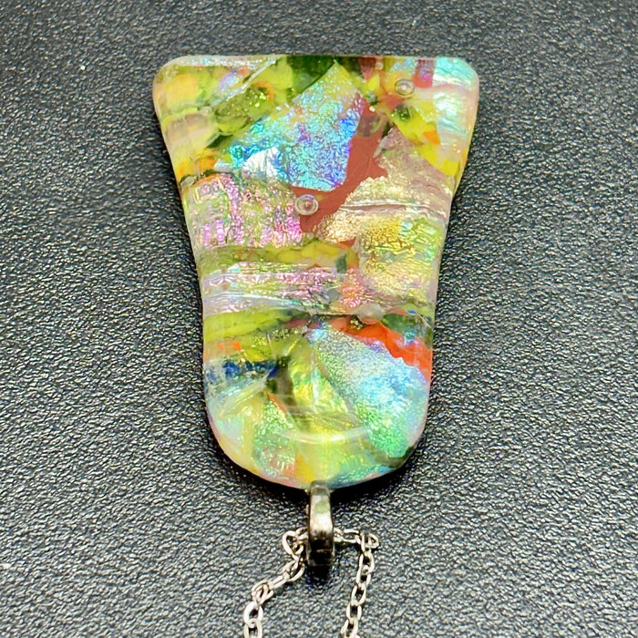 Fused Dichroic Glass Pendent - Collage of colors…