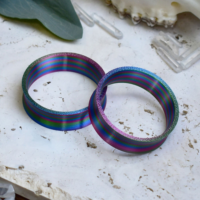 Ear Tunnels 10-100mm Twisted Gasoline | Pair |Ultra Light Thin-wall Ear Plugs | Gauge Earrings | Gauged Plugs