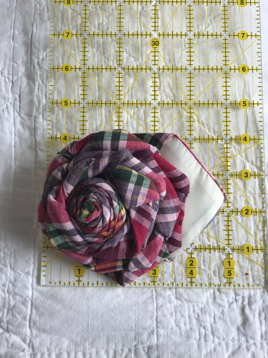 Additional Upcycled tie brooches, necktie rose pin