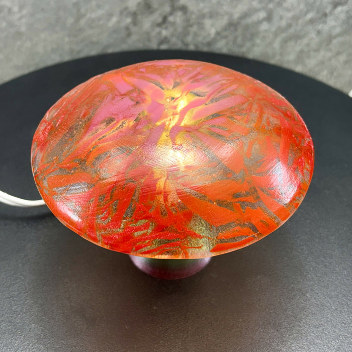 Fused Glass Mushroom Light - Red, Orange, Pink