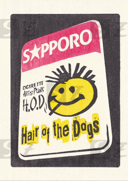 Woodblock print card - Hair of the Dog