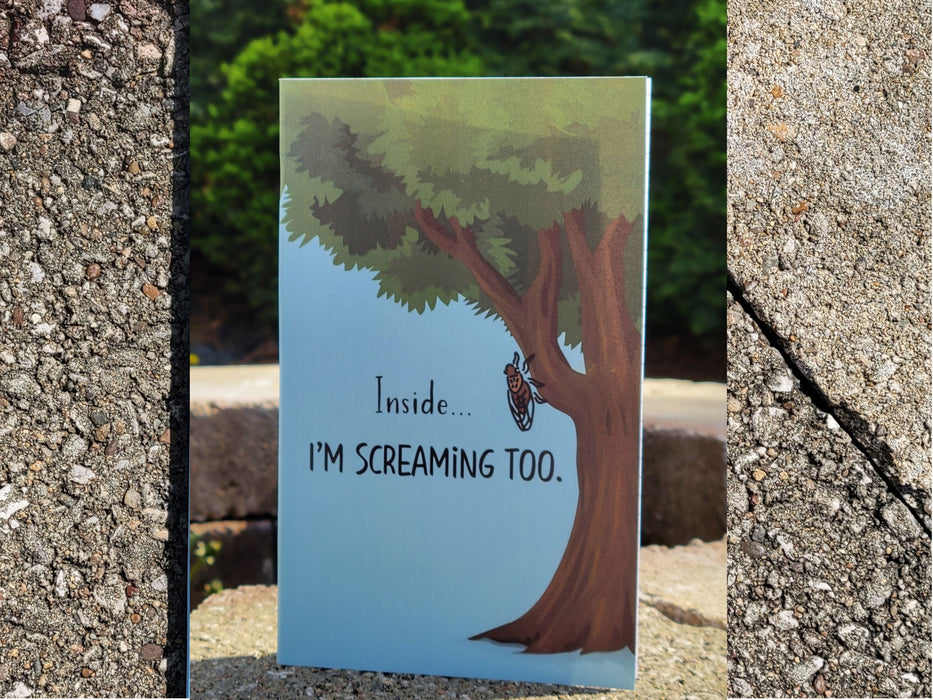 Inside I'm Screaming Too, Cicada, an Insect Handbound Sketchbook for Mixed Media Art, Sketching, Drawing, and Writing