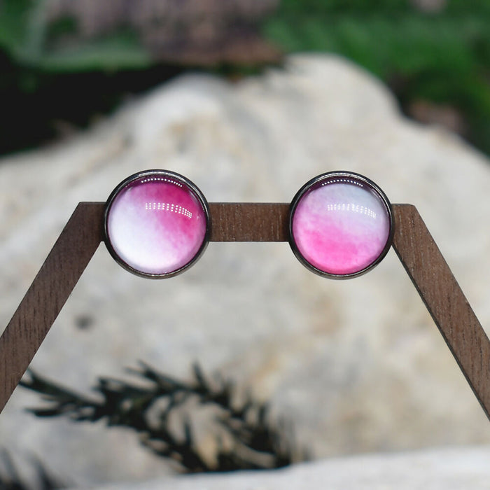 Stud Earrings With Resin Cabochon #273