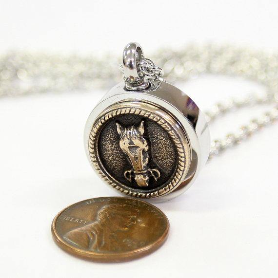 Horse Face Necklace Cremation Urn - Moon Raven Designs