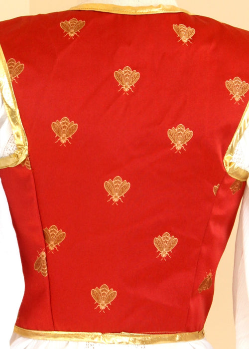 Red Gold Renaissance Bodice | Honey Bee Corset Top | Medieval Lace Up Vest | SCA LARP Fantasy Faire Garb | Fairy Royalty Cosplay Costume