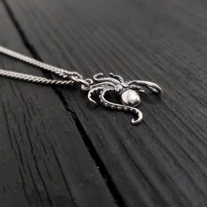 Tiny Octopus Charm Pendant Necklace