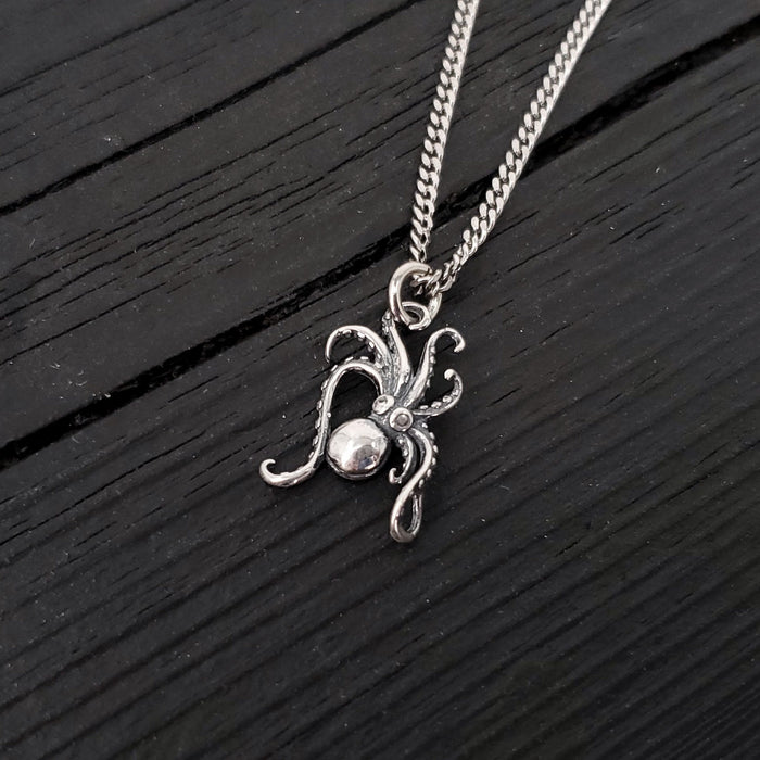 Tiny Octopus Charm Pendant Necklace