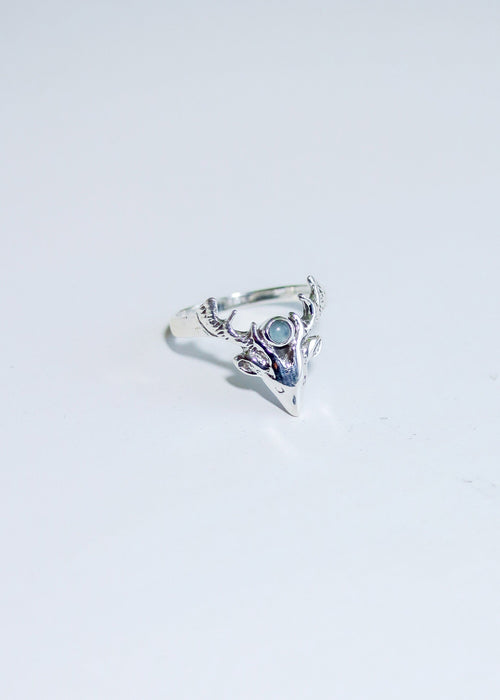 Buck Antler Ring | Sterling Silver Stag with Gemstone