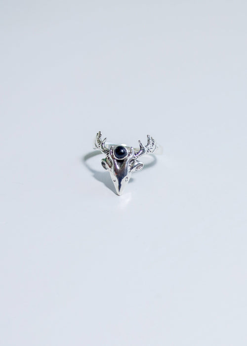 Buck Antler Ring | Sterling Silver Stag with Gemstone