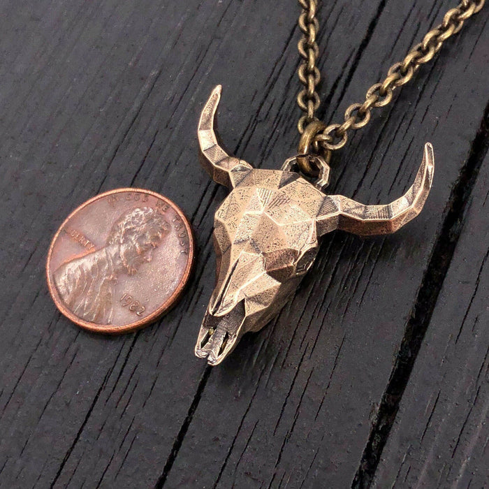 Faceted Steer Skull Necklace