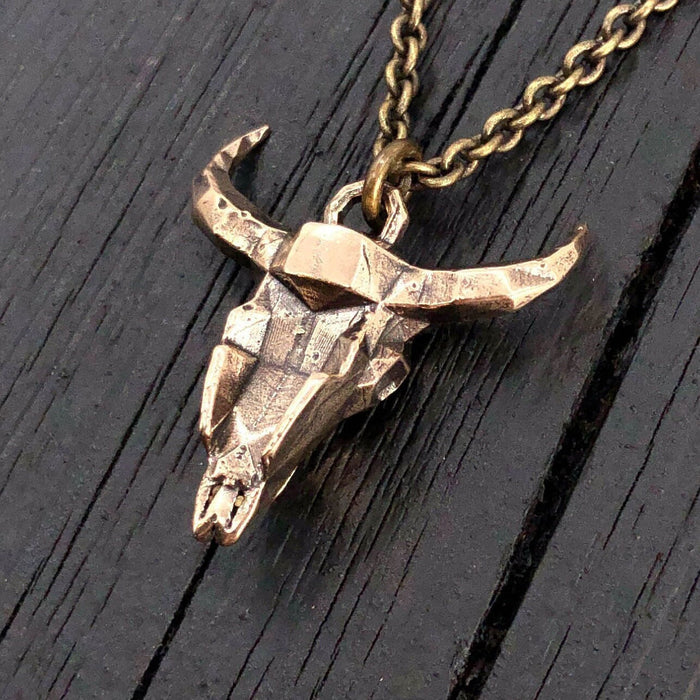 Faceted Steer Skull Necklace