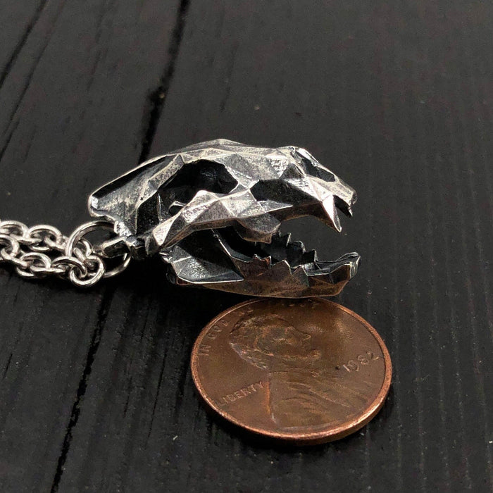 Faceted Bear Skull Necklace