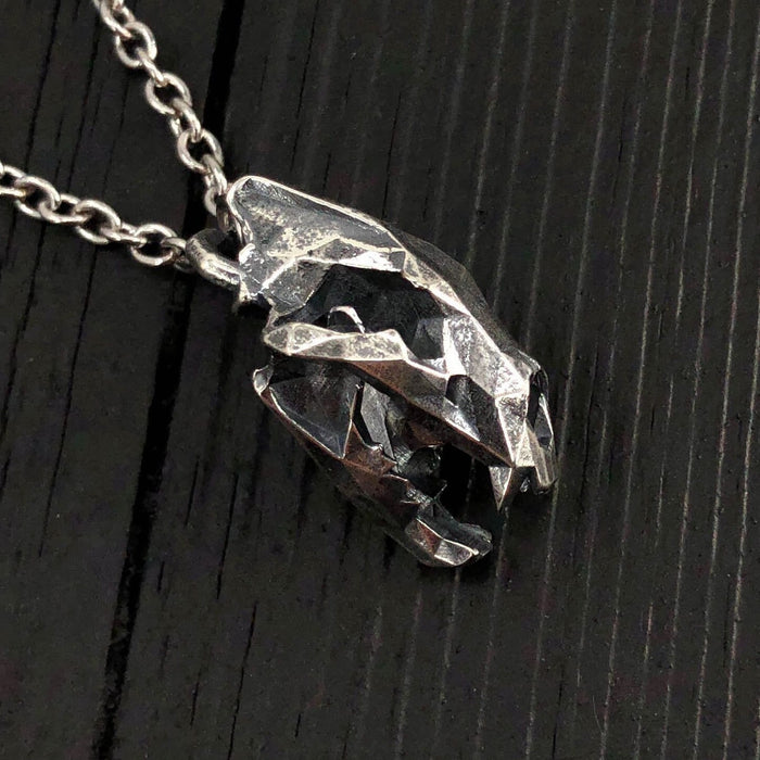 Faceted Bear Skull Necklace