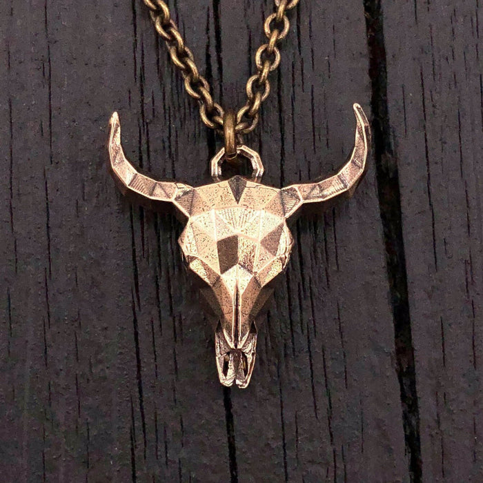 Faceted Steer Skull Necklace