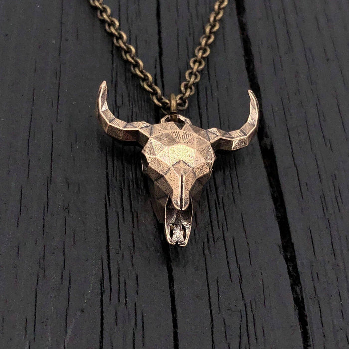 Faceted Steer Skull Necklace