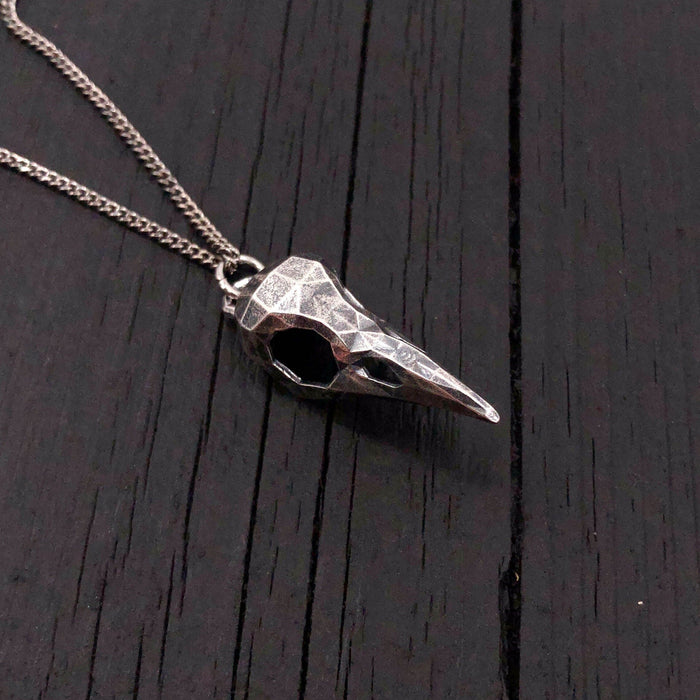 Faceted Raven Skull Necklace