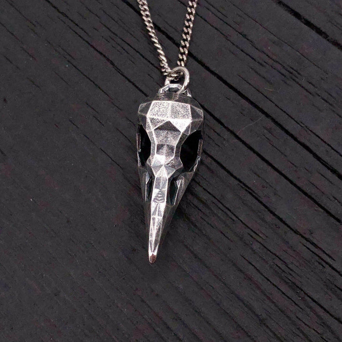 Faceted Raven Skull Necklace