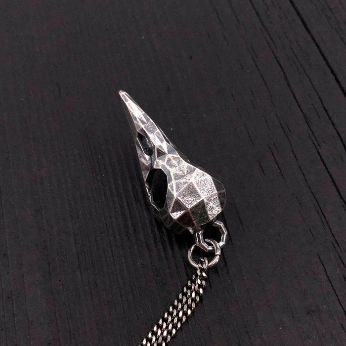 Faceted Raven Skull Necklace