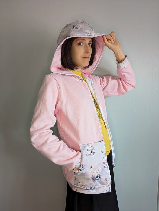 Flowers and skulls basic zip up hoodie